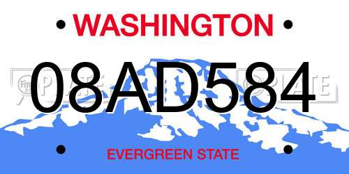 08AD584 Washington License Plate