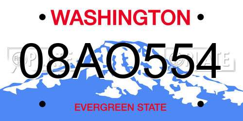 08AO554 Washington License Plate