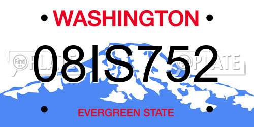 08IS752 Washington License Plate