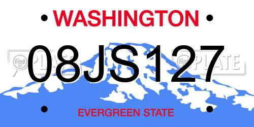 08JS127 Washington License Plate