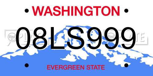 08LS999 Washington License Plate