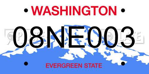 08NE003 Washington License Plate