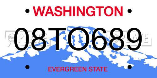 08TO689 Washington License Plate