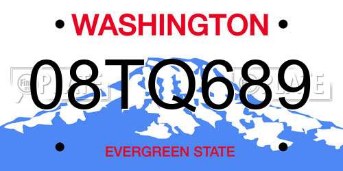 08TQ689 Washington License Plate