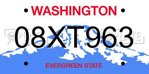 08XT963 Washington License Plate