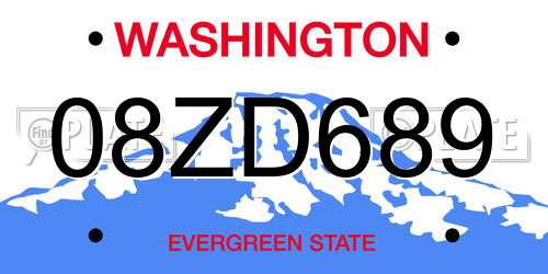 08ZD689 Washington License Plate