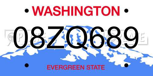 08ZQ689 Washington License Plate