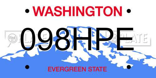 098HPE Washington License Plate