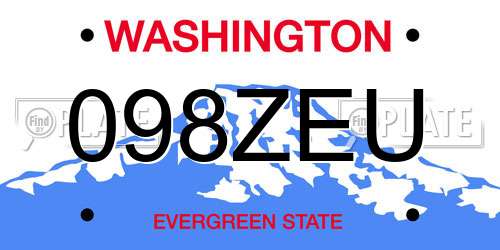 098ZEU Washington License Plate