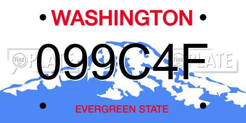 099C4F Washington License Plate