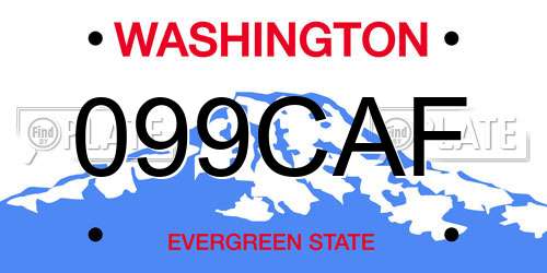 099CAF Washington License Plate
