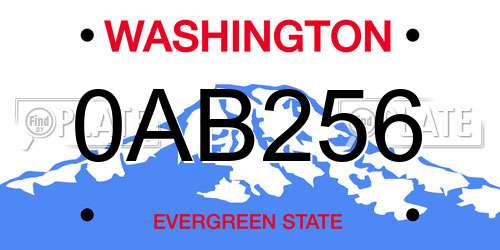 0AB256 Washington License Plate