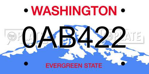 0AB422 Washington License Plate