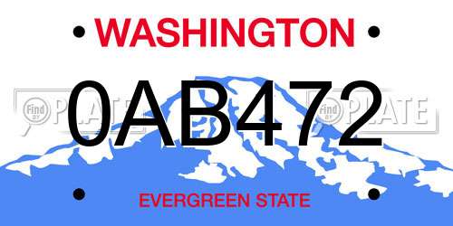 0AB472 Washington License Plate