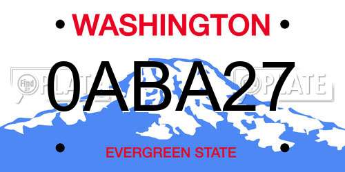 0ABA27 Washington License Plate