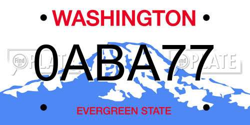 0ABA77 Washington License Plate