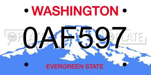 0AF597 Washington License Plate