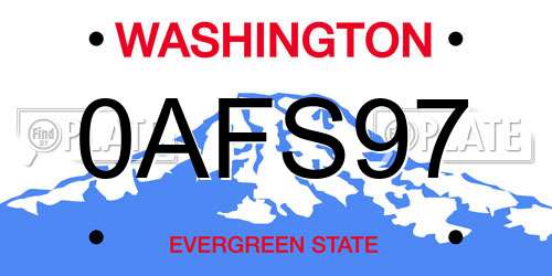 0AFS97 Washington License Plate