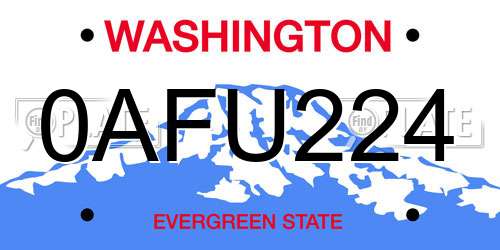 0AFU224 Washington License Plate
