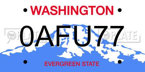 0AFU77 Washington License Plate