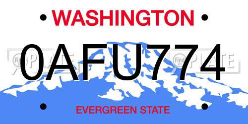 0AFU774 Washington License Plate