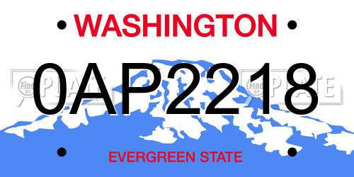 0AP2218 Washington License Plate
