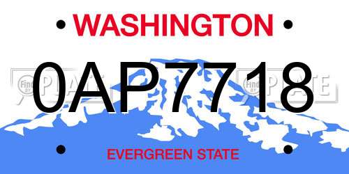 0AP7718 Washington License Plate