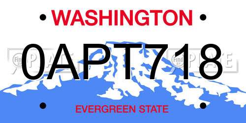 0APT718 Washington License Plate
