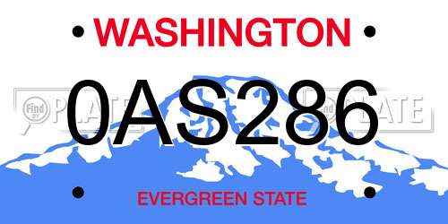 0AS286 Washington License Plate