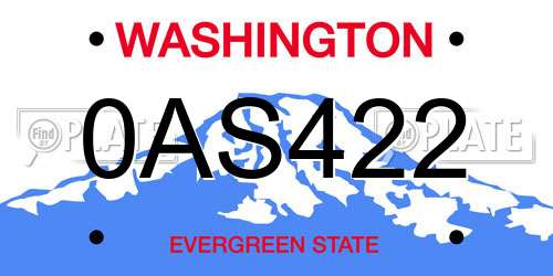 0AS422 Washington License Plate