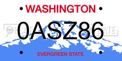 0ASZ86 Washington License Plate