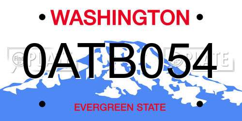 0ATB054 Washington License Plate