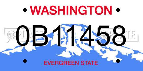 0B11458 Washington License Plate
