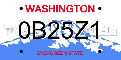 0B25Z1 Washington License Plate