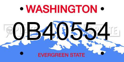 0B40554 Washington License Plate