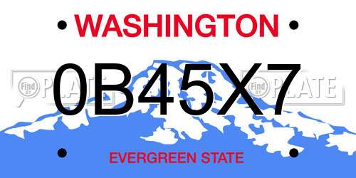 0B45X7 Washington License Plate