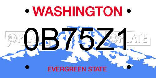 0B75Z1 Washington License Plate