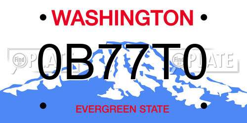 0B77T0 Washington License Plate