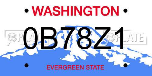 0B78Z1 Washington License Plate