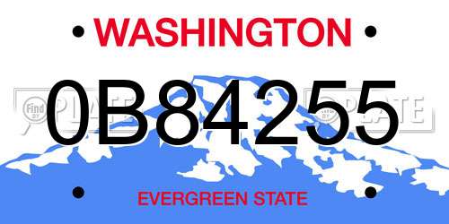0B84255 Washington License Plate