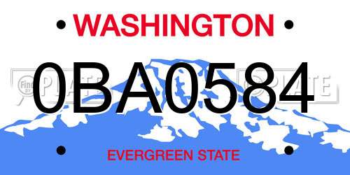 0BA0584 Washington License Plate
