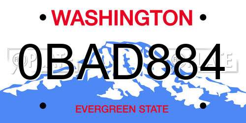 0BAD884 Washington License Plate