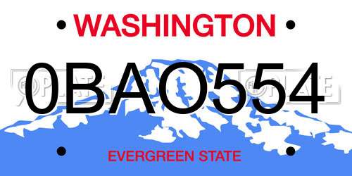 0BAO554 Washington License Plate