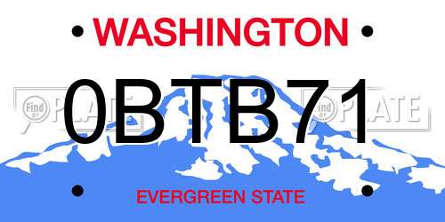 0BTB71 Washington License Plate
