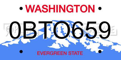 0BTO659 Washington License Plate