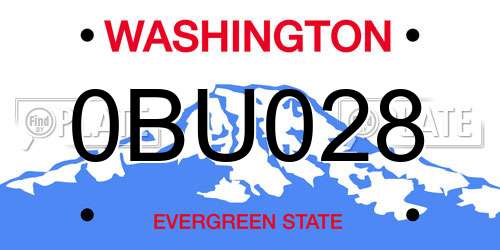0BU028 Washington License Plate
