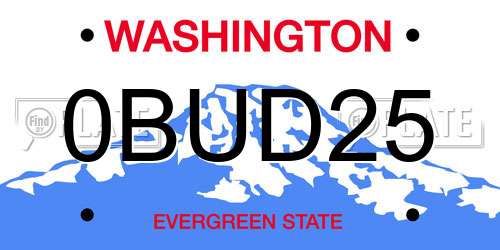 0BUD25 Washington License Plate