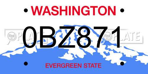 0BZ871 Washington License Plate