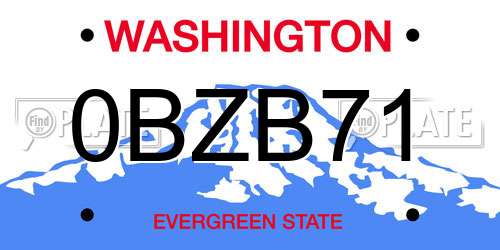 0BZB71 Washington License Plate