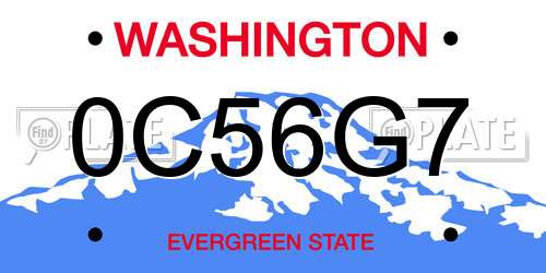 0C56G7 Washington License Plate